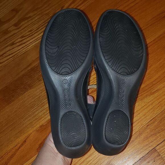 Ecco Black Leather Sandals - Picture 6 of 7